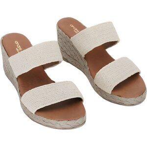 Andre Assous Cream Wedge Sandals